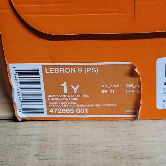 Nike Lebron 9 PS Black WhiteRed Boys Girls Youth Basketball Shoe 472665-001 - Picture 11 of 13